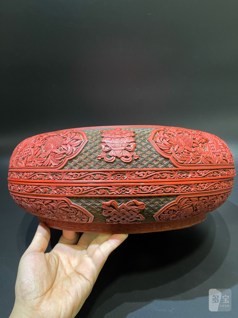 清乾隆 剔彩云龙纹春寿宝盒 - 图8